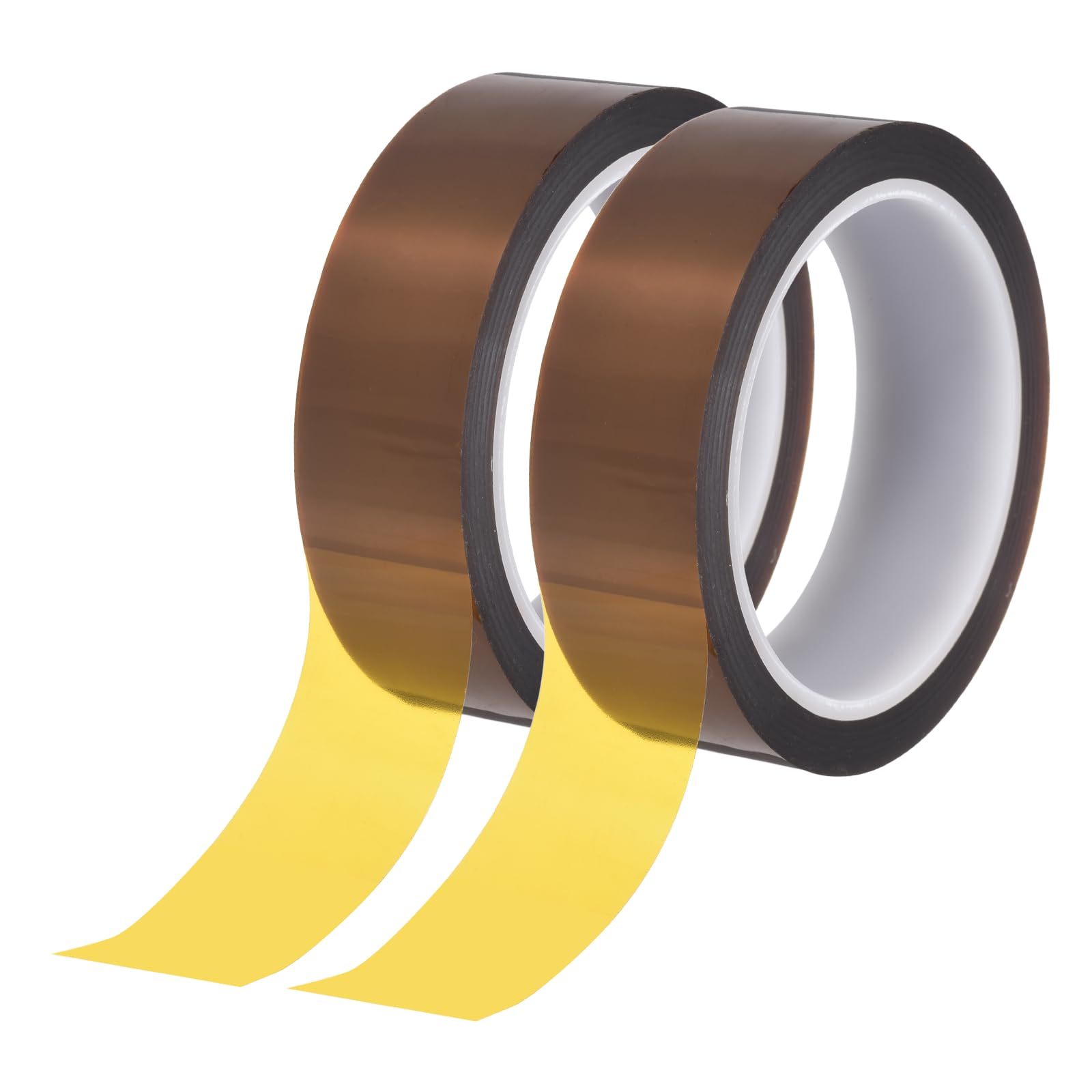 sourcing map 2 Rolls Heat Tape, 30mm x 33m (108ft) Polyimide Heat Transfer Sublimation Tape No Residue High-Temperature Resistant Tapes for Heat Press Soldering Circuit Board (0.08mm T, Brown)
