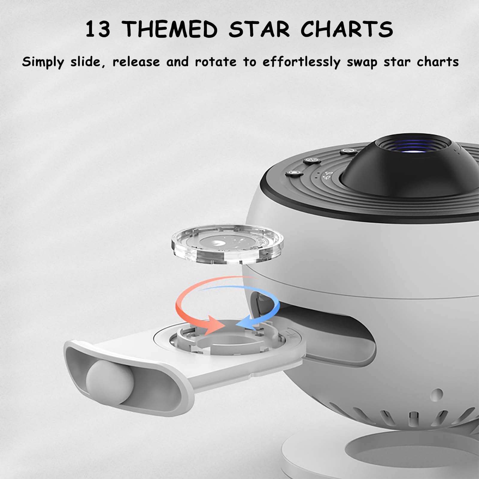 XoTiq Proiettore di Cielo Stellato, con 13 Dischi Film, Luce di Proiezione Galattica, con Funzione Timer, Riproduzione Bluetooth, Telecomando, Adatto per Decorazioni Domestiche/Relax/Feste. white
