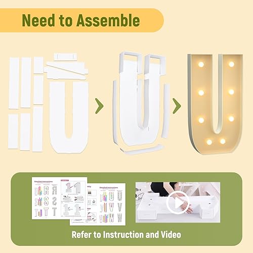 Miniatura 209 de Mixifox Letras V de marquesina de 3 pies, letras grandes iluminadas de 3 pies de alto con luces, letra de bebé grande para baby shower, boda