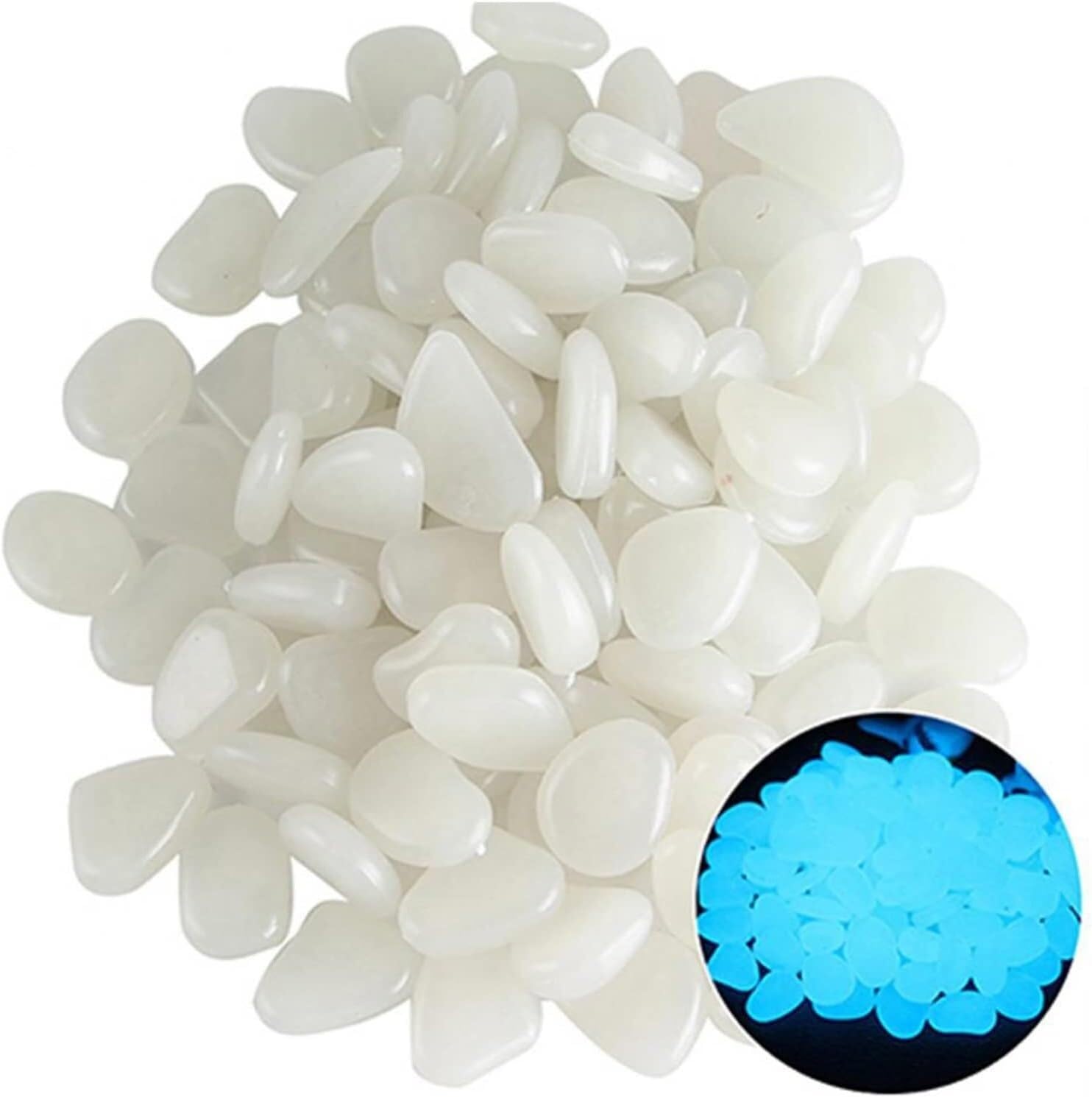 Ciottoli luminosi for acquario, Ciottoli da giardino, 500/1000 pezzi Rocce luminose blu Pietre solari, Ciottoli da giardino Pietre Rocce for decorazioni for cortili e passerelle, Pietre luminose decor
