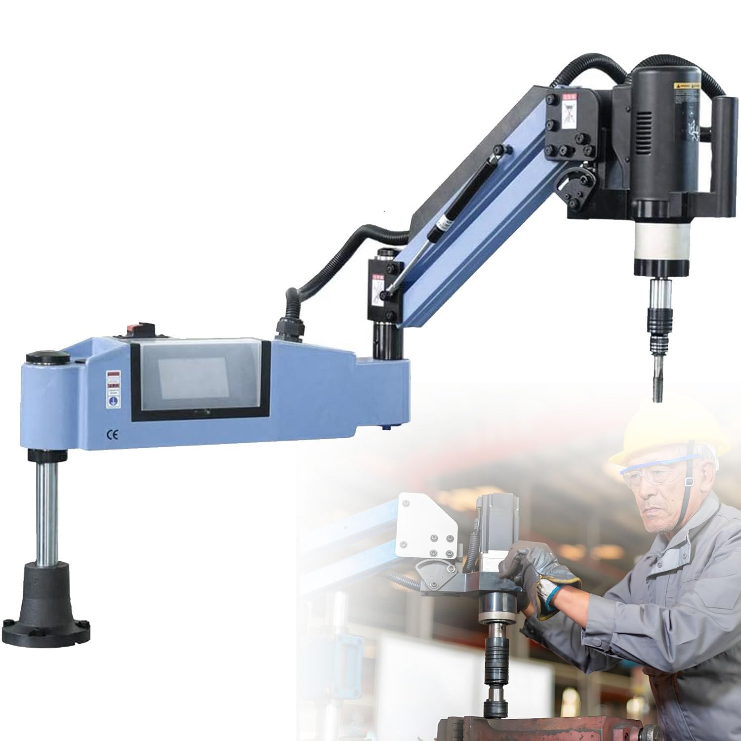 Maschiatrice elettrica M3-M16 Maschiatrice Braccio di maschiatura 360° Maschiatrice Universale 1100mm Braccio di maschiatura Flessibile Incluso 8 Pezzi Pinze Standard ANSI