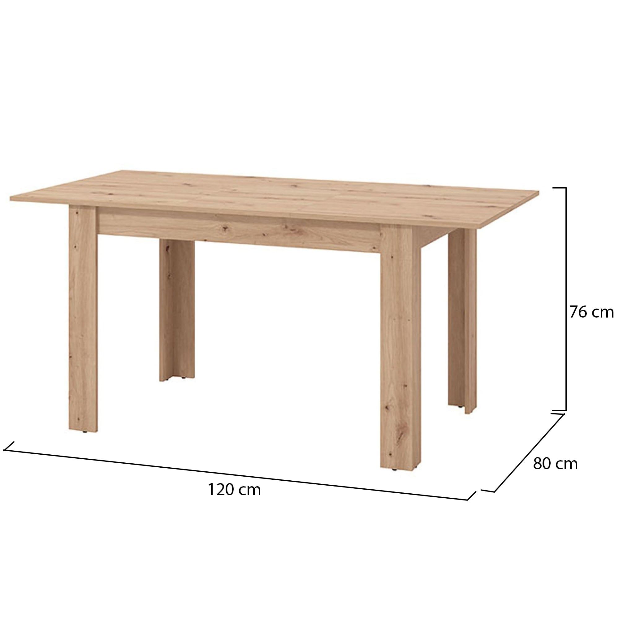 Dmora Tavolo Allungabile Sanaki 120x80x76h cm Marrone Rovere Nodi 8 Posti Allungabile