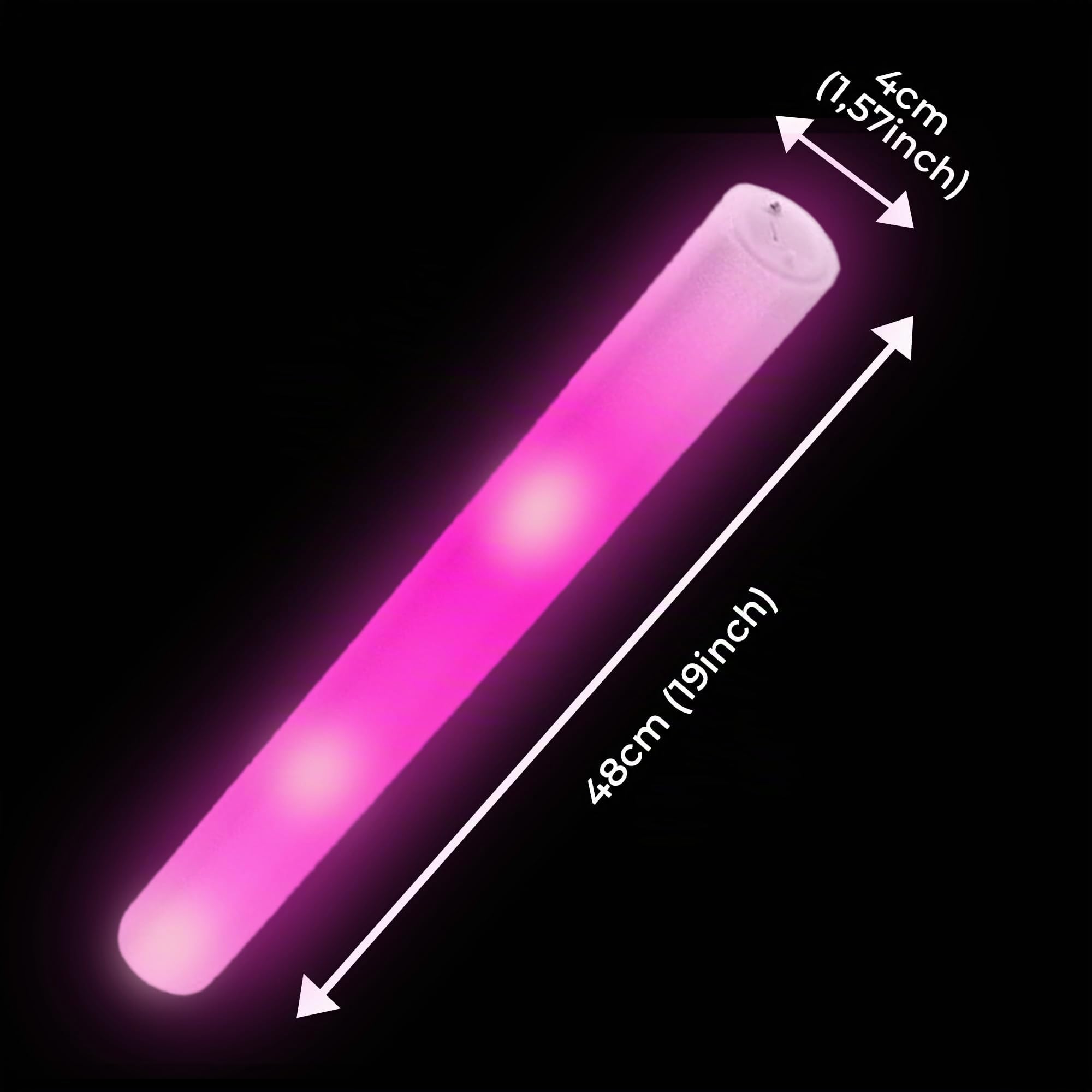 France Effect 250 Bâtons lumineux en mousse 48cm | Tap Tap mousse LED colorés, 3 modes de clignotement | Idéal pour les événements et fêtes (Rose)