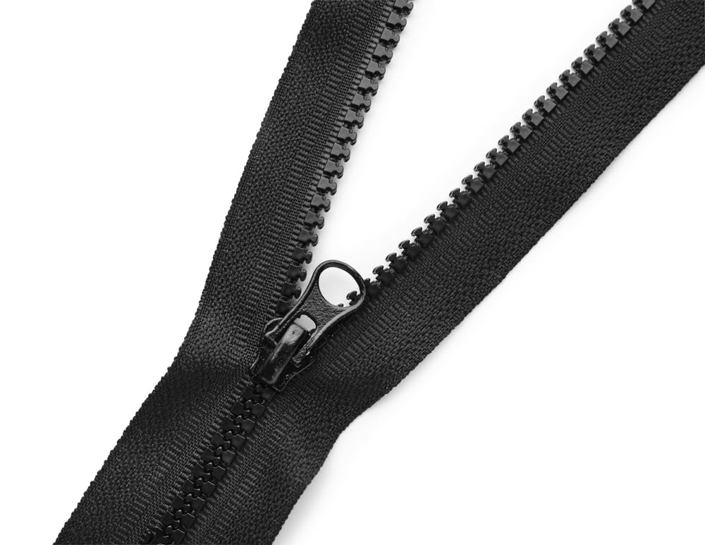 Ads Zipper Black Chunky No.5 Plastic Teeth Open & Closed End Heavy Duty Zip (18 Inch - 45 Cm (Open End))