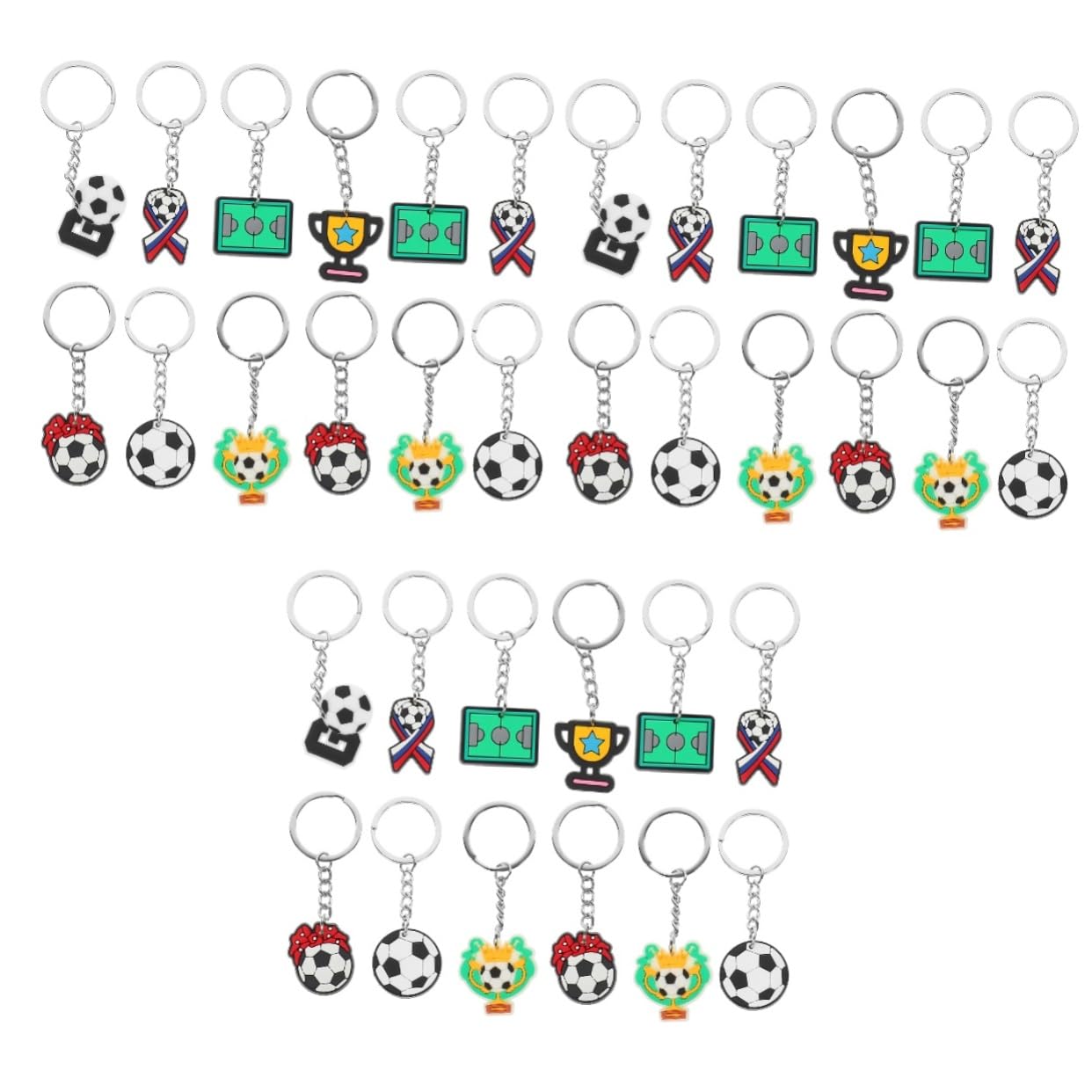 Abaodam 3 juegos de llaveros deportivos de fútbol para mochilas, colgantes decorativos de fútbol, llaveros de recuerdo para cumpleaños, vacaciones y ocasiones especiales, 35 unidades
