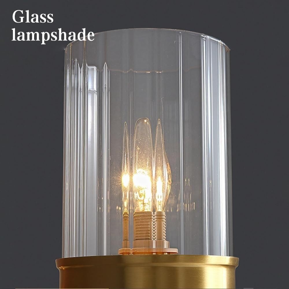 Applique da Parete per Interni Vintage in Vetro Nero per Bagno con Cablaggio in Ottone Vetro Trasparente A Coste Stile Industriale/Rustico Lampade da Comodino per Camera da Letto Soggiorno Cucina Co
