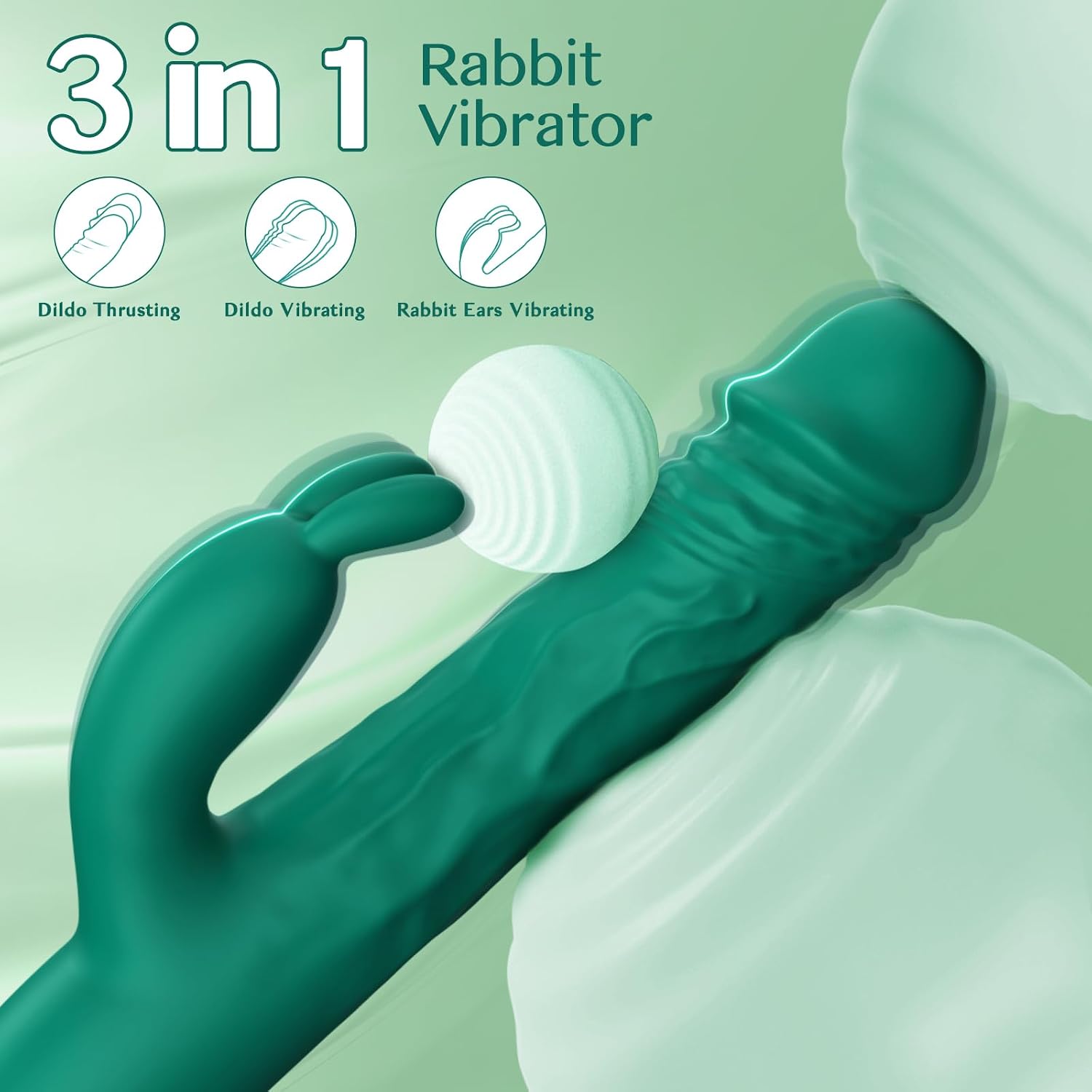 Rabbit Thrusting G Spot Vibrator for Women, 5 Thrust 10 Vibration Modes | Realistic Body-Safe Silicone Dildo Clitoral Stimulation IPX7 Waterproof 3-in-1 Adult Sex Toys Vibradores Realisticos