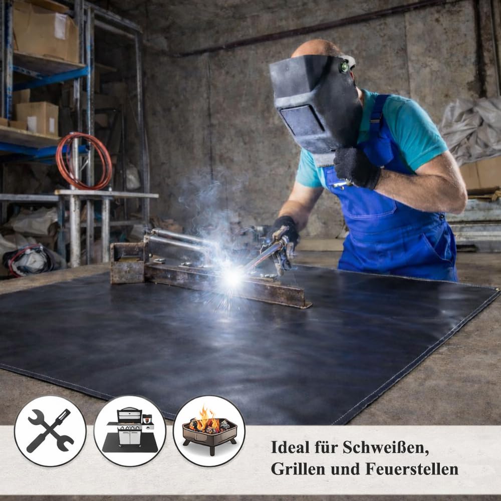 Coperta antincendio, coperta per saldatura, protezione dal calore, colore nero, copertura antincendio, coperta antincendio, coperta per uso professionale (120 x 180 set)