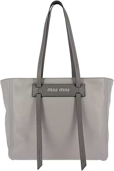 お値下げ Miu Miu ライトグレー レザートートバッグ MIU MIU - 新品 ミュウミュウ MIU MIU トートバッグ グレー