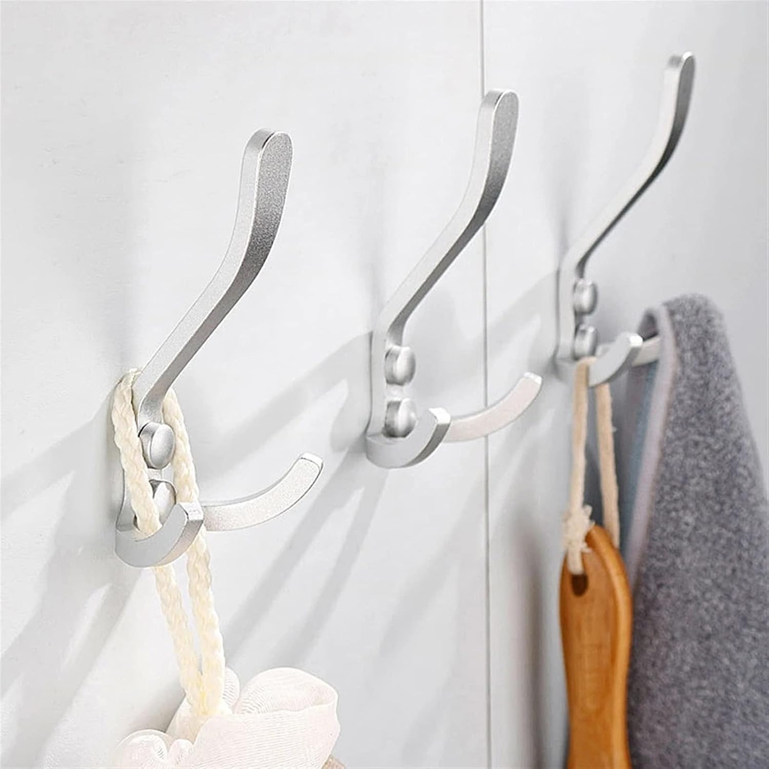 Wall Mounted Coat Hook Wall Mounted Hooks Folding Towel Hanger Nail Free Installation Wall Hooks Coat Clothes Holder Rack Coats for Wall Bathroom Decorative Hat Rack (Color : Silver 3) (BLACK GOLD 1 )