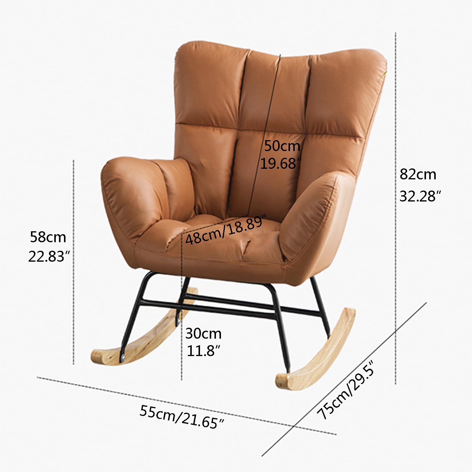 Mecedora Lactancia para Adultos, Cómoda Silla Mecedora De Tapizado en Tela Technique con Respaldo Alto, Sillón De Relax Lectura Moderno para Sala De Estar,Guardería,Dormitorio,Rosado