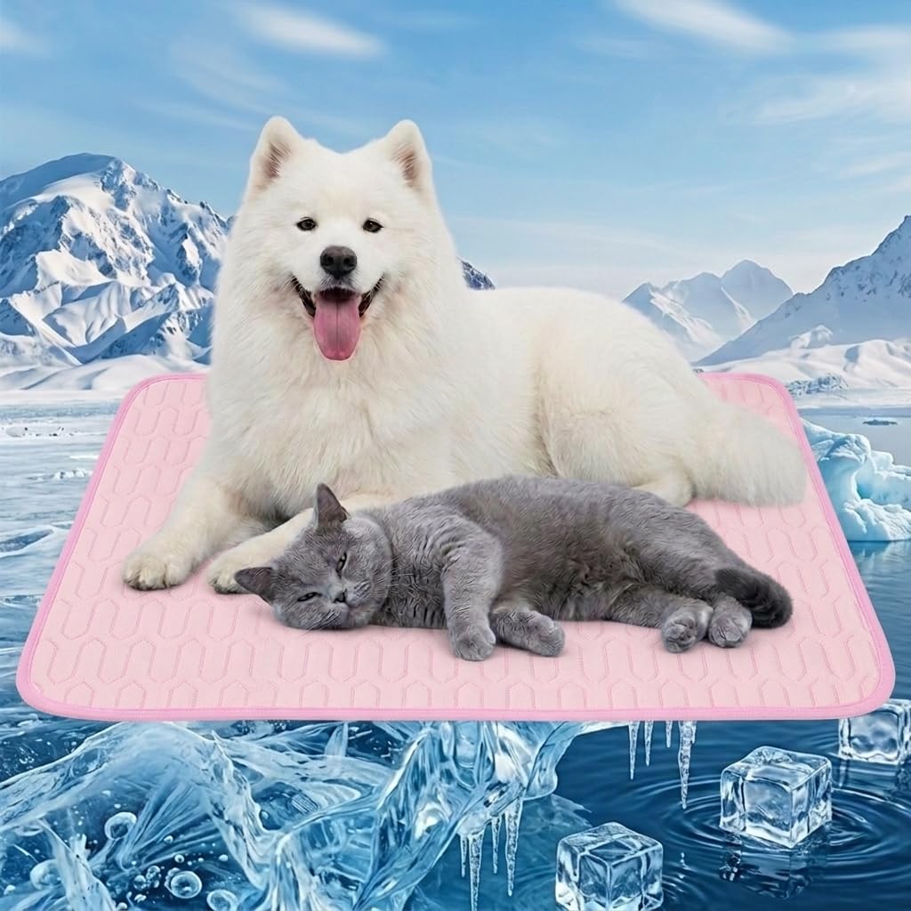 SEMINISMAR Dog Cooling Mat,Self-Cooling Pad,Pet Cooling Mats for Dogs & Cats,Pet Cool Bed Mat,Keep Pets Cool in Hot Summer,Double-Sided Use,Pink,S