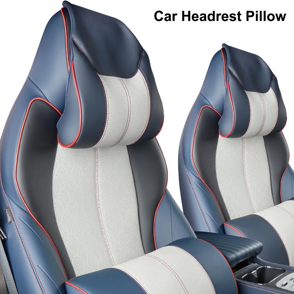 Almohada para reposacabezas TOTMOX para asiento de coche, cojín de cuello de piel transpirable para asiento de coche