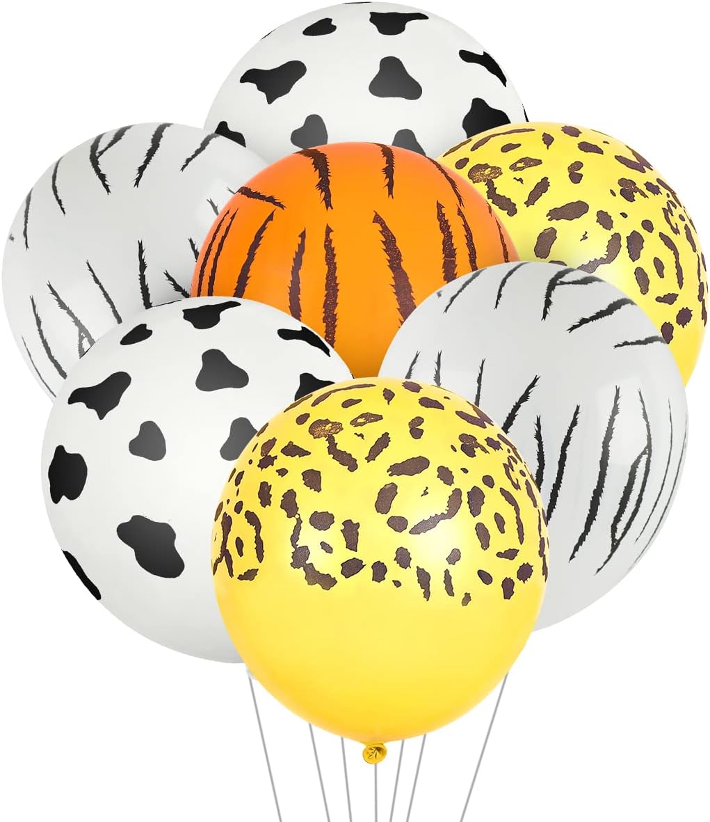 40 Pieces Safari Animal Latex Balloons,Zebra Stripe Balloon,Leopard