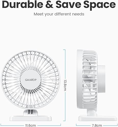 Vista 14 de Gaiatop Ventilador de escritorio USB, pequeño pero potente, portátil, silencioso, 3 velocidades, mini ventilador de escritorio ajustable
