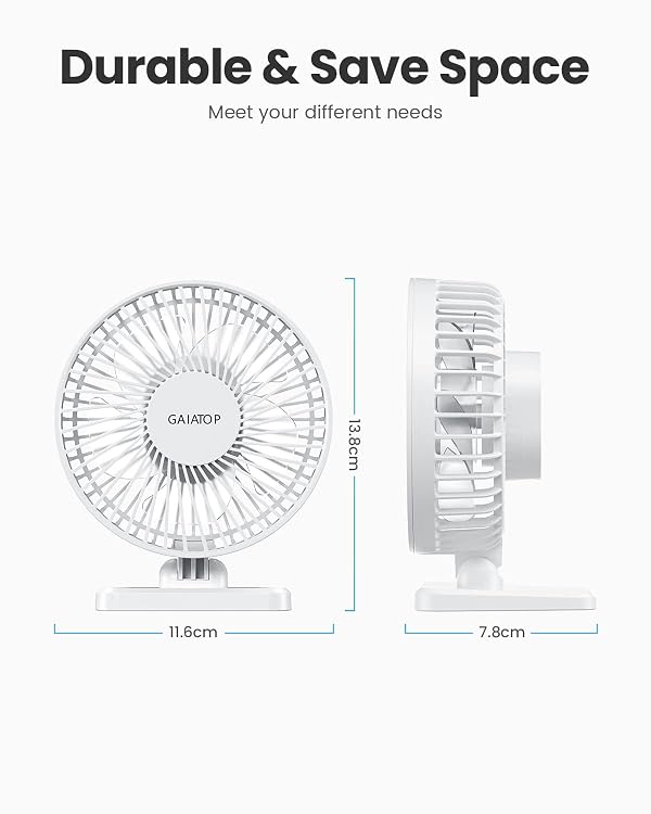Gaiatop USB Desk Fan, Small But Powerful, Personal Portable Quiet 3 Speeds, Adjustable Mini Table Desktop fan for Cooling Home Office Car Summer Travel Gifts White by Gaiatop - Image 6