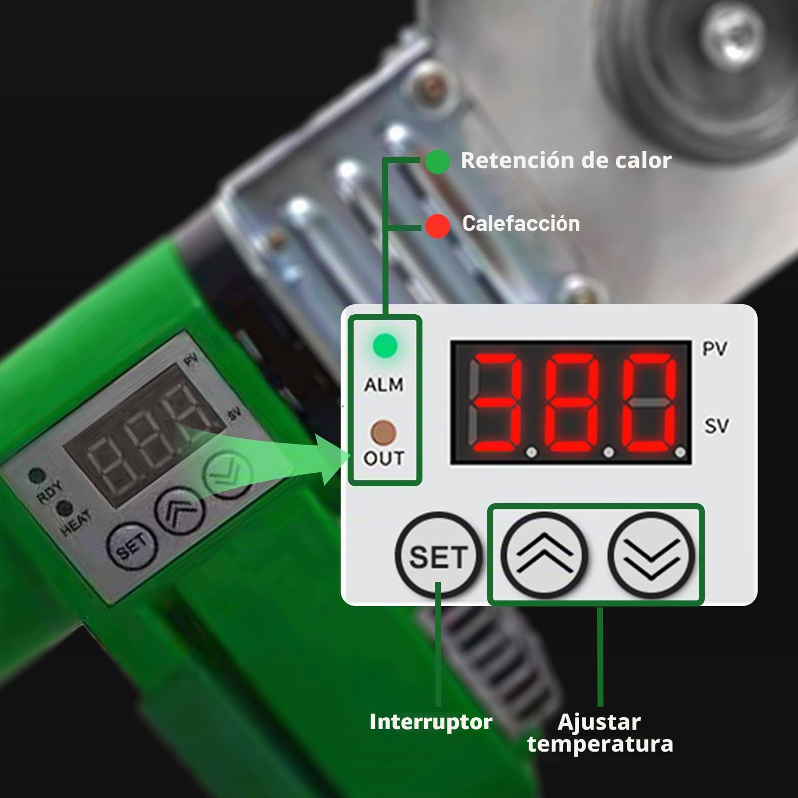 Soldador de tubos de agua de plástico para PP, PP-R, PE, PP-C - Máquina de fusión de tubos de polietileno - Calentador de tubos de PVC - Equipo de soldadura de tubos de 110 V