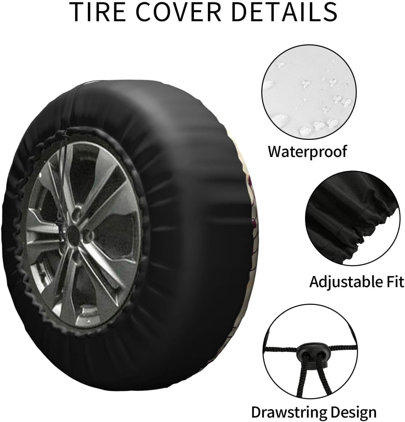 Musical Note Floral Print Tire Cover Universal Spare Wheel for Trailer Rv SUV Truck Camper Travel Accessories