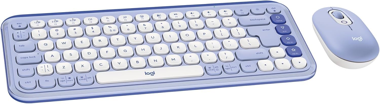 Logitech POP ICON Combo, Bluetooth Keyboard and Mouse Combo, Comfortable Typing, programmable Keys and Buttons, Quiet clicks, Easy-Switch up to 3 Devices - Lilac (Renewed)