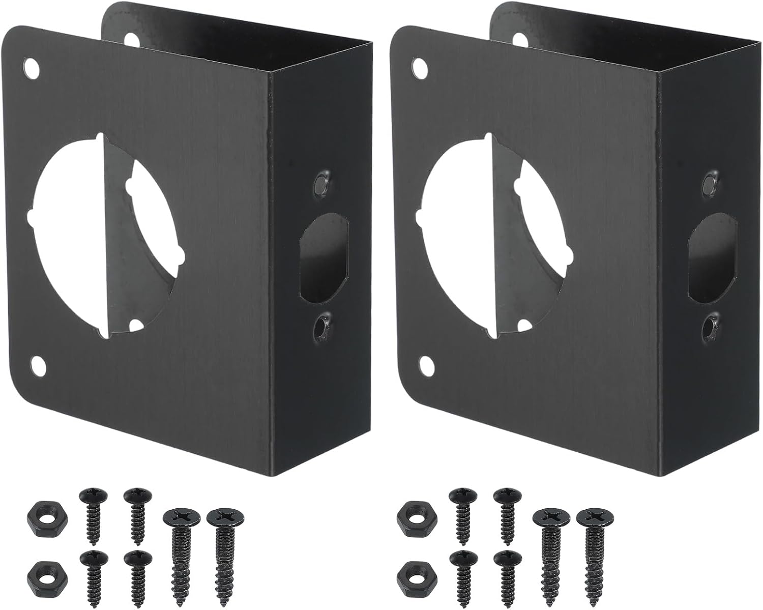 PATIKIL Door Reinforcement Plate, 2 Set Doors Reinforce Repair for 1-3/4" Thick Door 4-1/2" Size Door Knob Lock Latch Deadbolt Cover Plate Home Security, Black 1-3/4"; 4-1/2" Black