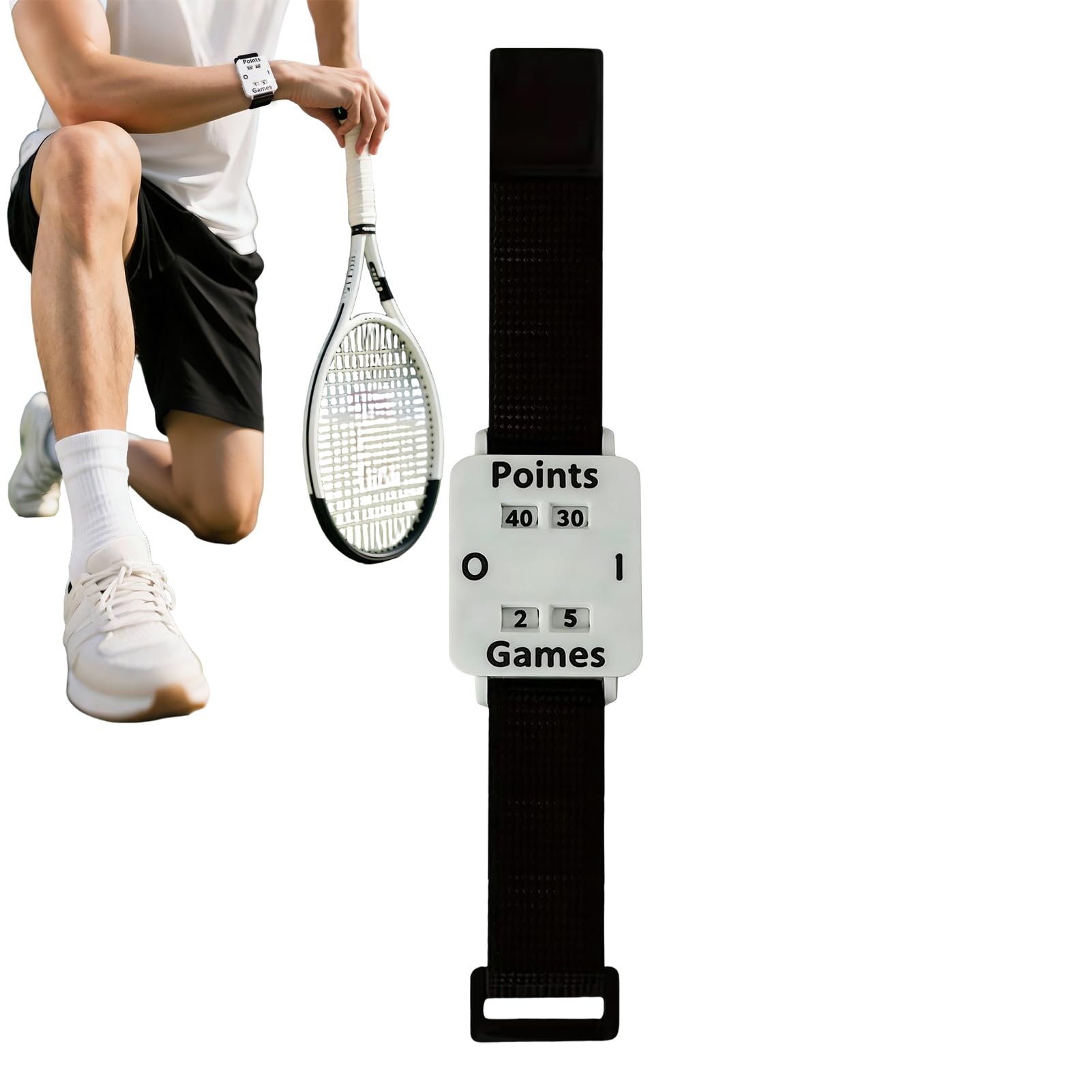 Pulsera Contadora de Puntos Deportiva Ajustable con Pantalla Grande para Tenis Adultos Hombres Mujeres