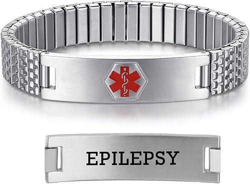 Miniatura 40 de Pulseras médicas de alerta ajustables AOAMID para hombres, pulseras de acero inoxidable para mujeres con grabado gratis
