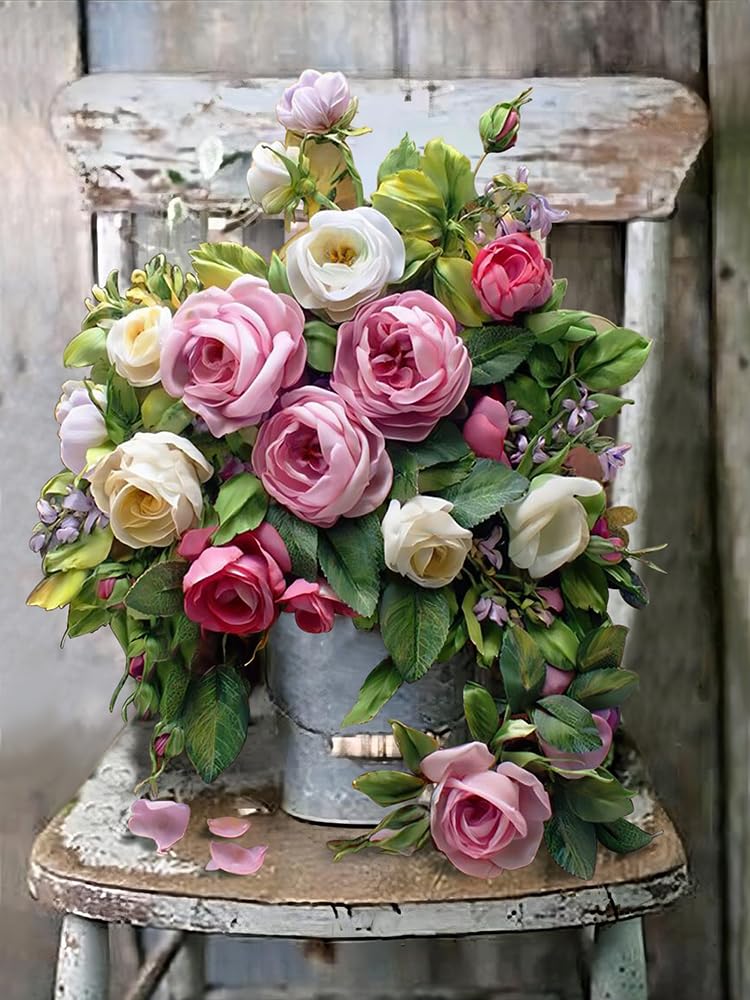 5D Diamond Painting Kits for Adults - Flowers Diamond Art Kits for Adults Kids Beginner,DIY Colorful Roses Round Full Drill Paintings with Diamonds Gem Art for Home Wall Decor Gifts 11.8x15.7inch