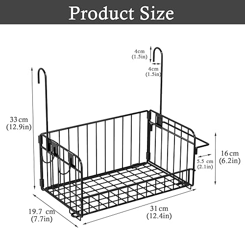 Miniatura 7 de Cesta de alambre colgante, cesta de pared plegable con 3 ganchos adhesivos, cestas de almacenamiento de despensa sin perforaciones para organización