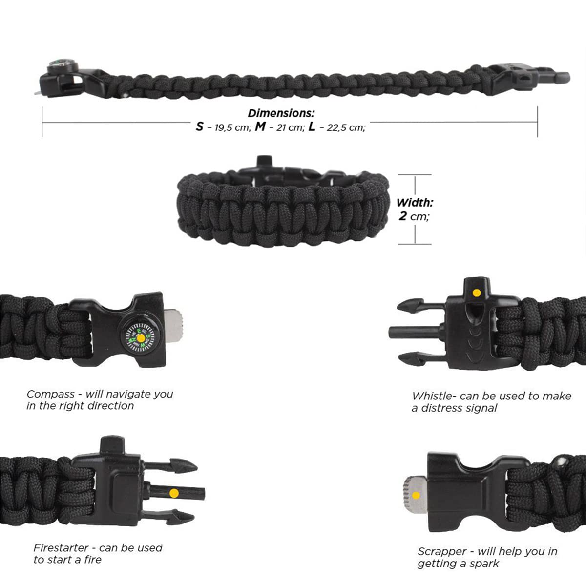 Epic Militaria Paracord Survival-Set mit Kevlar-Säge (Medium, Coyote Brown)