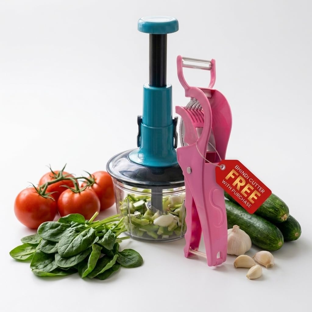 Manual Hand Push Vegetable Chopper and Cutter 650 ml | Hand Operated, 650 ml Capacity, Vegetable Cutter, No Electricity Needed, Portable Design-image-26