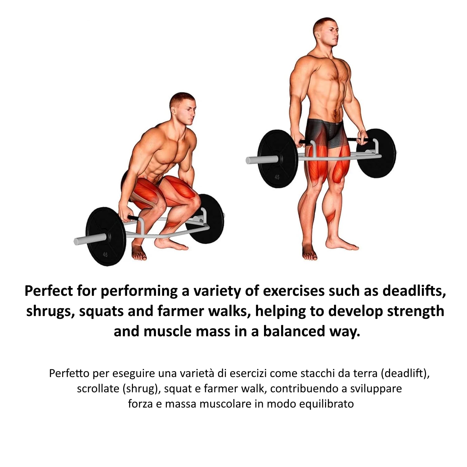 FFitness Bilanciere Esagonale Olimpico Trap Bar Barra Olimpica Hex Bar Compatibile con Dischi Ø50 mm Barra Esagonale per Alzata di Spalle e Stacchi da Terra