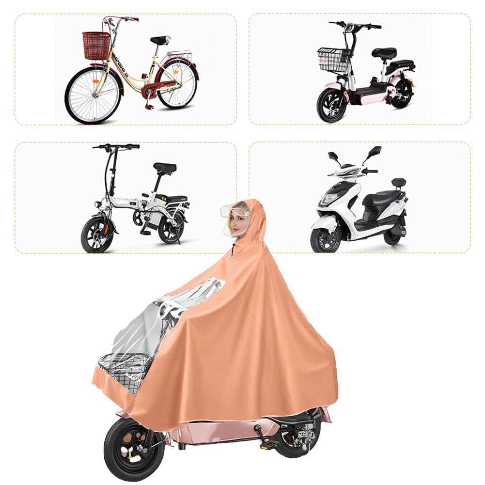 Cape de Pluie Moto Électrique Poncho Vélo Imperméable Oxford PU8000mm Visière Amovible Bandes Réfléchissantes Coupe-vent Scooter Fauteuil Roulant Mobile Protection Intégrale Homme Femme