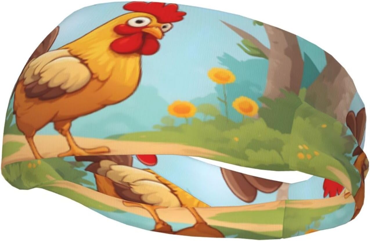 Creative Cartoon Chicken Sports Sweatband – Stay Dry & Confident During Every Workout