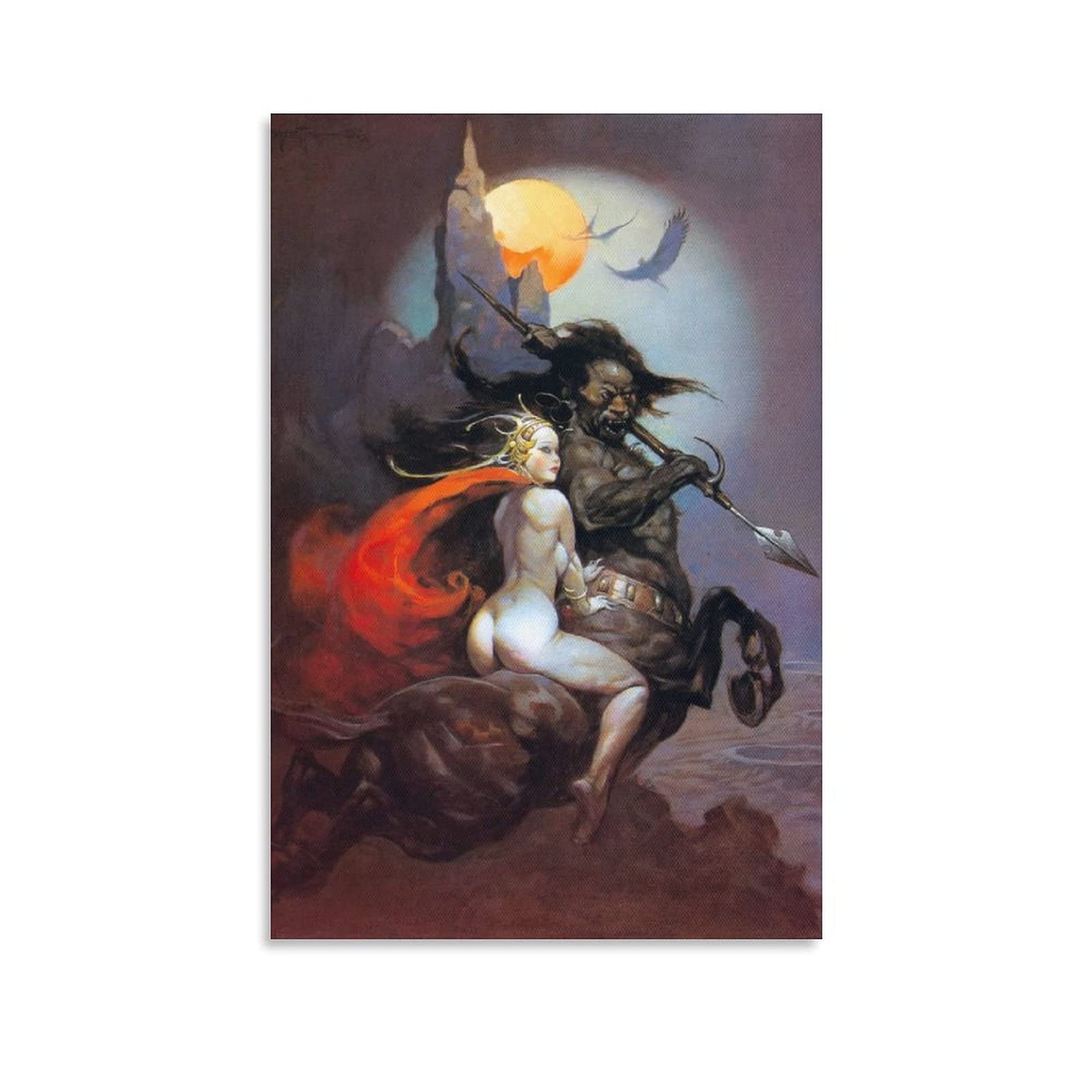 GUOPENGFEI Frank Frazetta Fantasy 9 Painting On Canvas Wall Art Poster Scroll Picture Print Living Room Walls Decor Home Posters 12x18inch(30x45cm)
