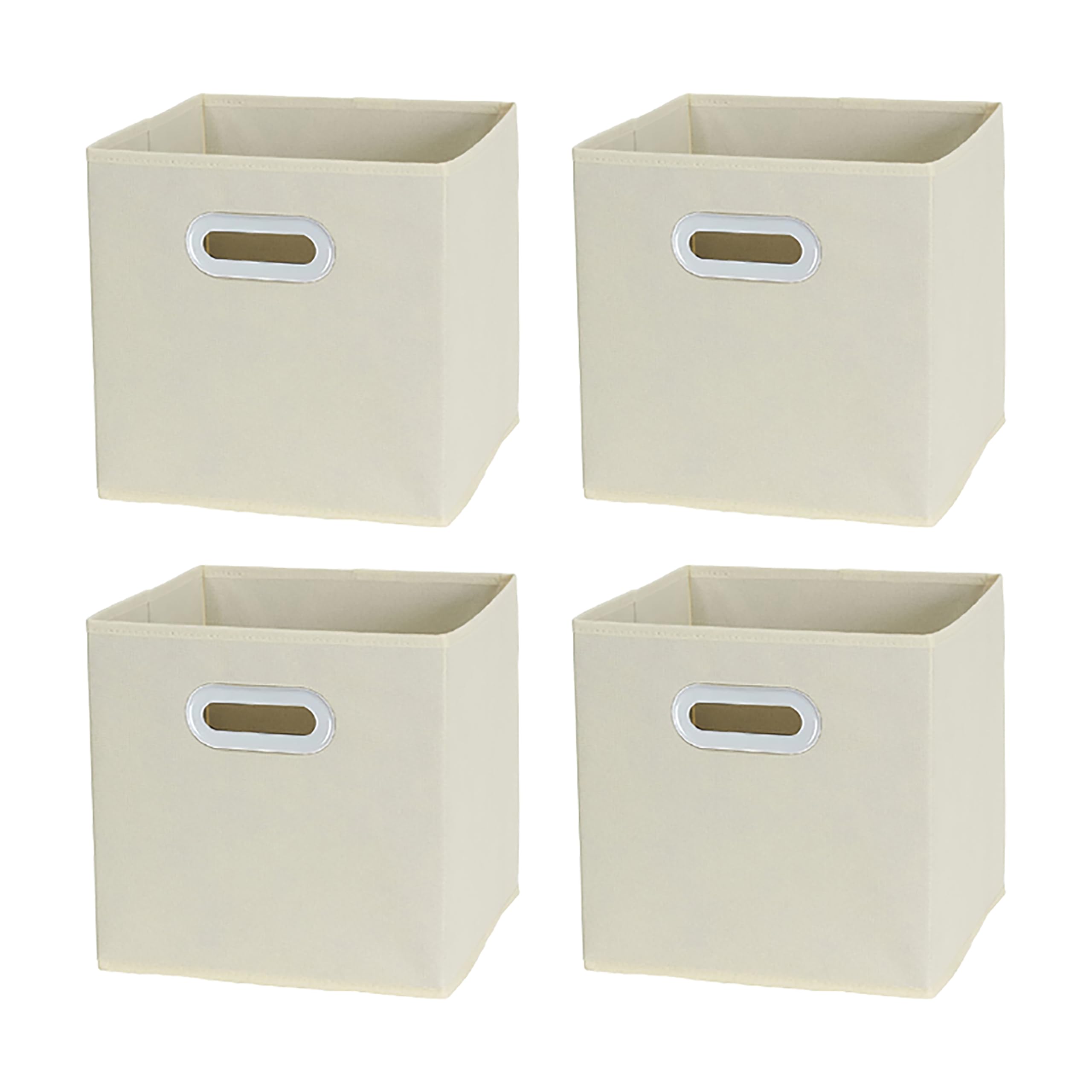 Aohellfefoldable fabric large storage basket, cube storage box, wardrobe storage box with handles, for clothing, toys, books storage, lifting basket 4-piece set (Beige)