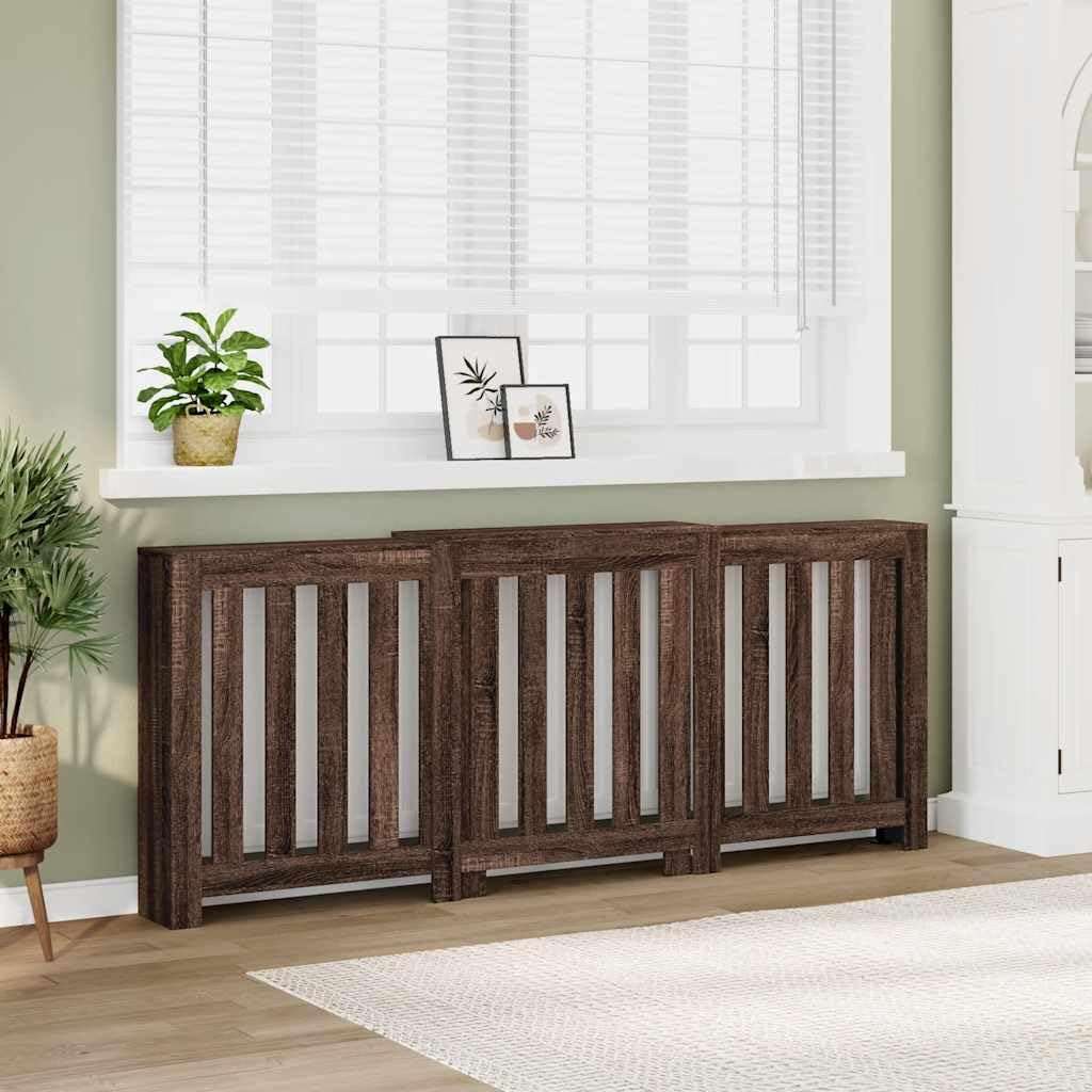 Revestimiento de radiador de aspecto de roble de madera de 205 x 21,5 x 83,5 cm con estante, diseño moderno de lamas, práctico soporte de pared, adecuado para salón, baño, dormitorio, cocina
