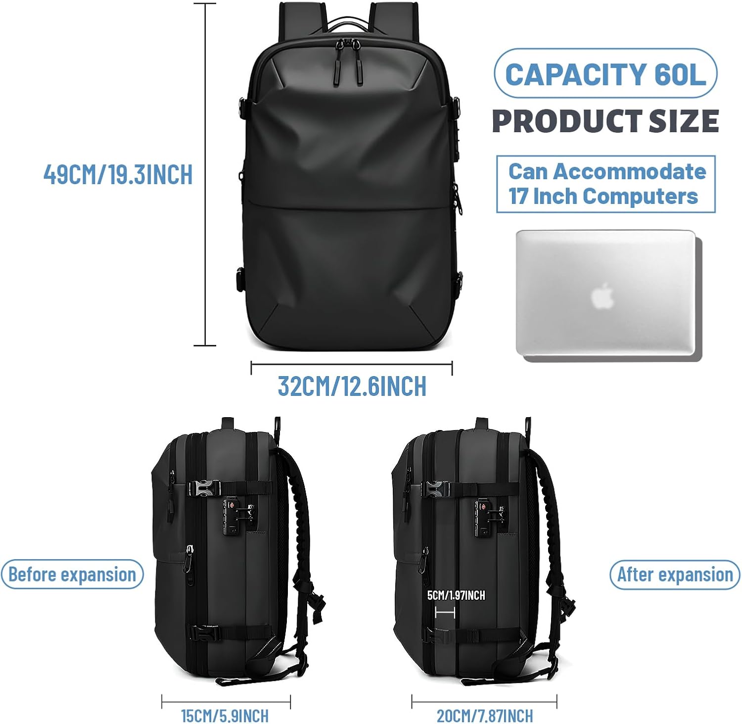 Amazon.co.jp: 真空シール付きエアバックバックパック、盗難防止