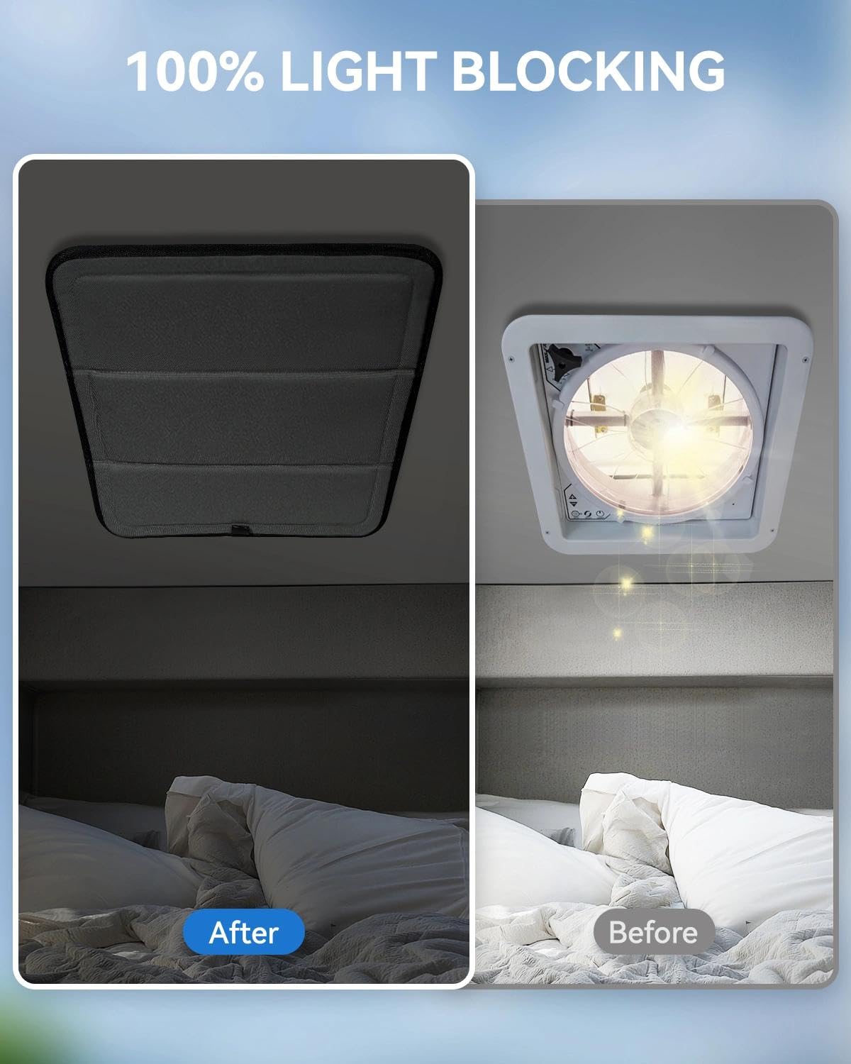 Cubierta solar para ventilación de techo con aislamiento magnético para ventilador MaxxAir, cubierta plegable para oscurecimiento y ventilación de tela Oxford 600D, 16,5" x 16,5" (gris antracita)
