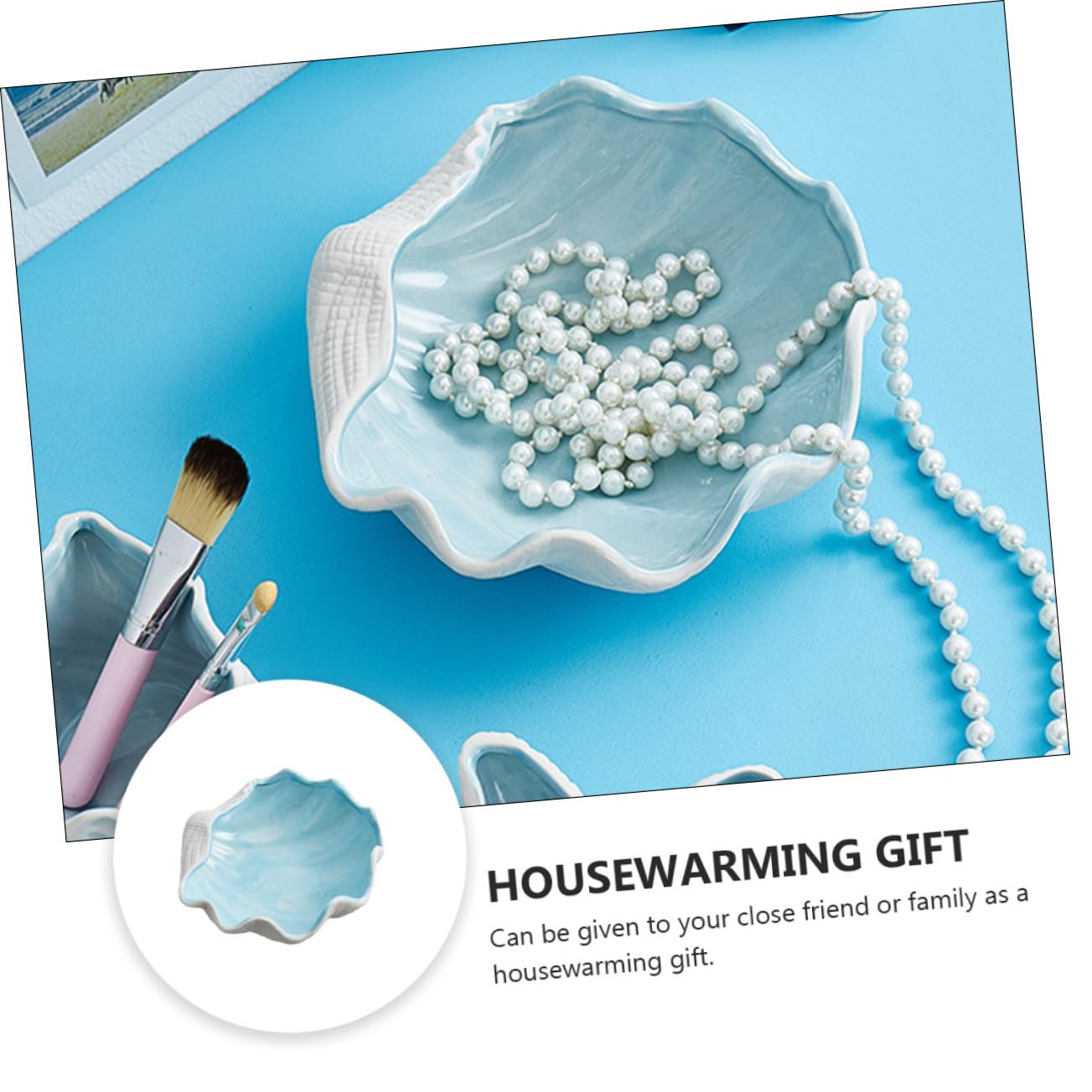 Hemobllo Organizador de Joyas Bandeja de Almacenamiento Cerámica Resistente Azul Grande Multifuncional para Mujer Decoración del Hogar Exhibidor de Anillos y Collares