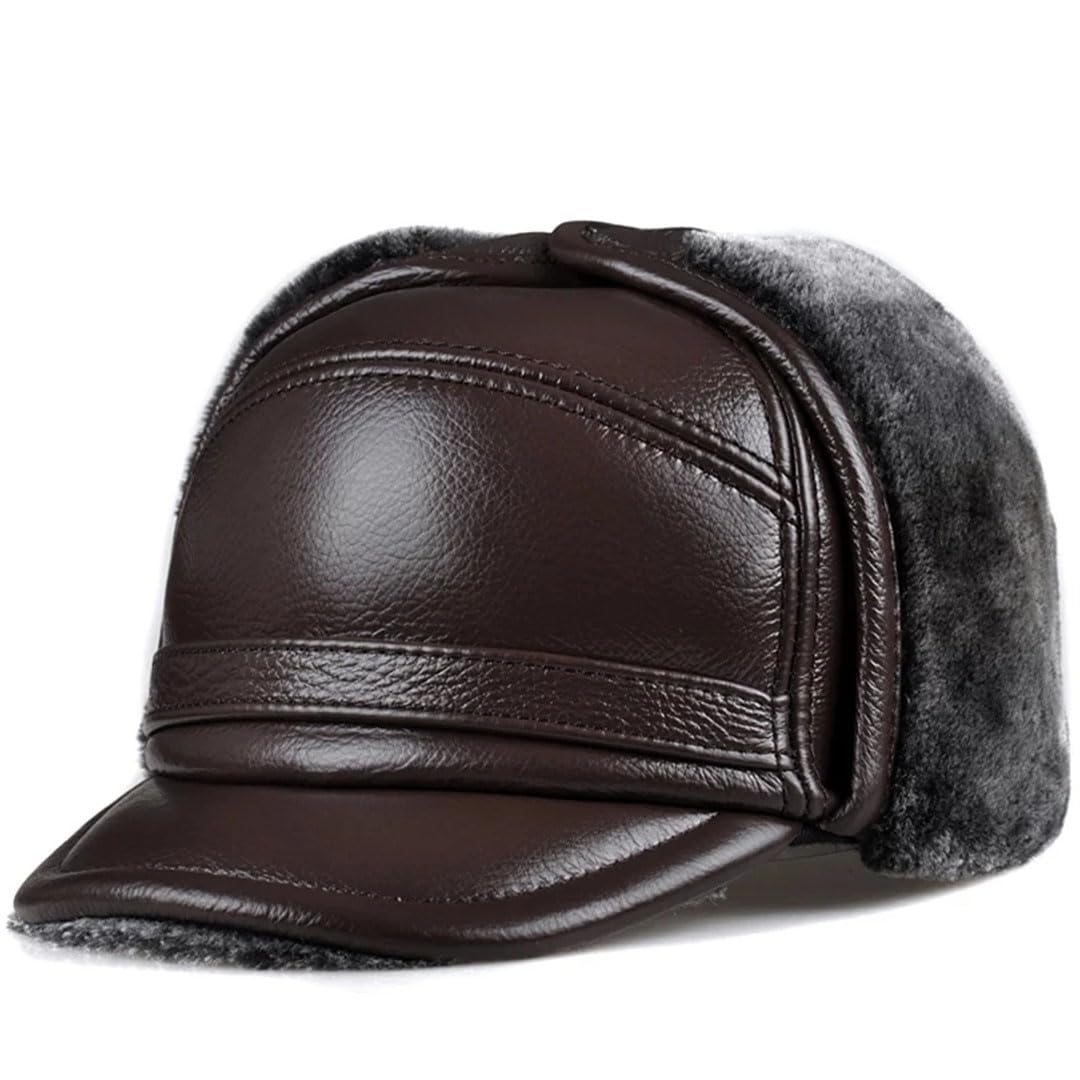 Gorro bomber de piel sintética para hombre, protección auditiva, cálido, para invierno, para hombre