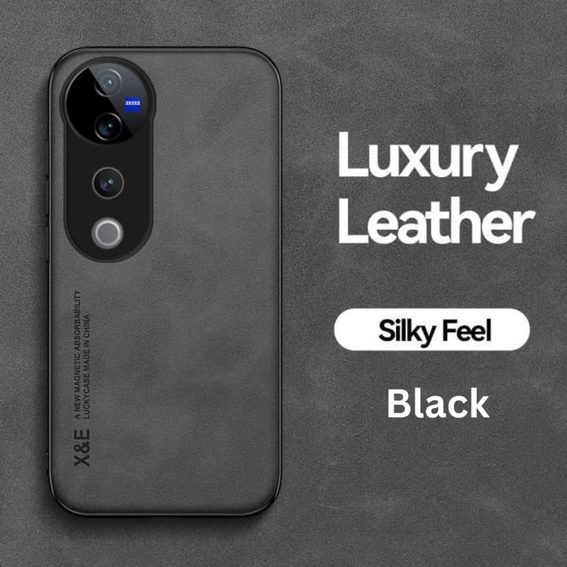 Image of Cover Compatible with Vivo V40 Pro 5G Comfortable Touch Sheepskin Leather Case | Shockproof | Precision Fit & Secure Grip | Luxury Protective Back Cover (Black)