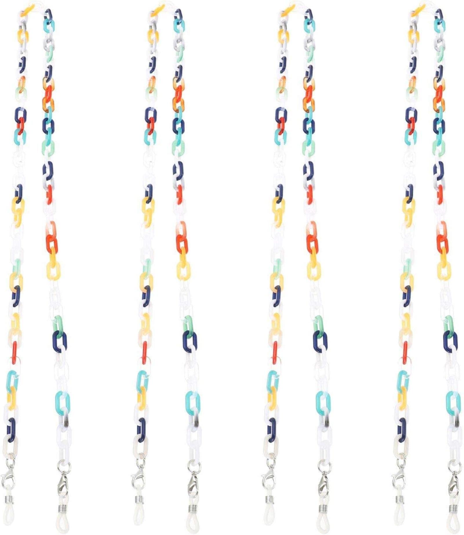 REVAHI 4 Piezas de Cadena de Soporte para Gafas, eslabones de Cadena, Cordones para Gafas, Correa de retención Alrededor del Cuello para Gafas de Sol de Mujer, 72 cm, Gris