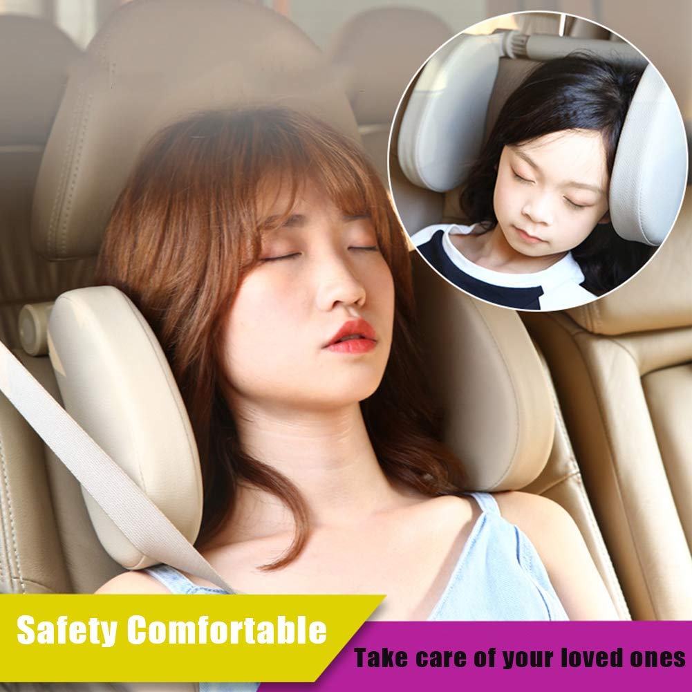 Almohada Universal Para Reposacabezas Para Automóvil, Soporte Para El Cuello Cojín Para Dormir Viaje Almohada Lateral Para Asiento Automóvil Ajustable, Diseño Cremallera Extraíble Y Lavable,Rojo