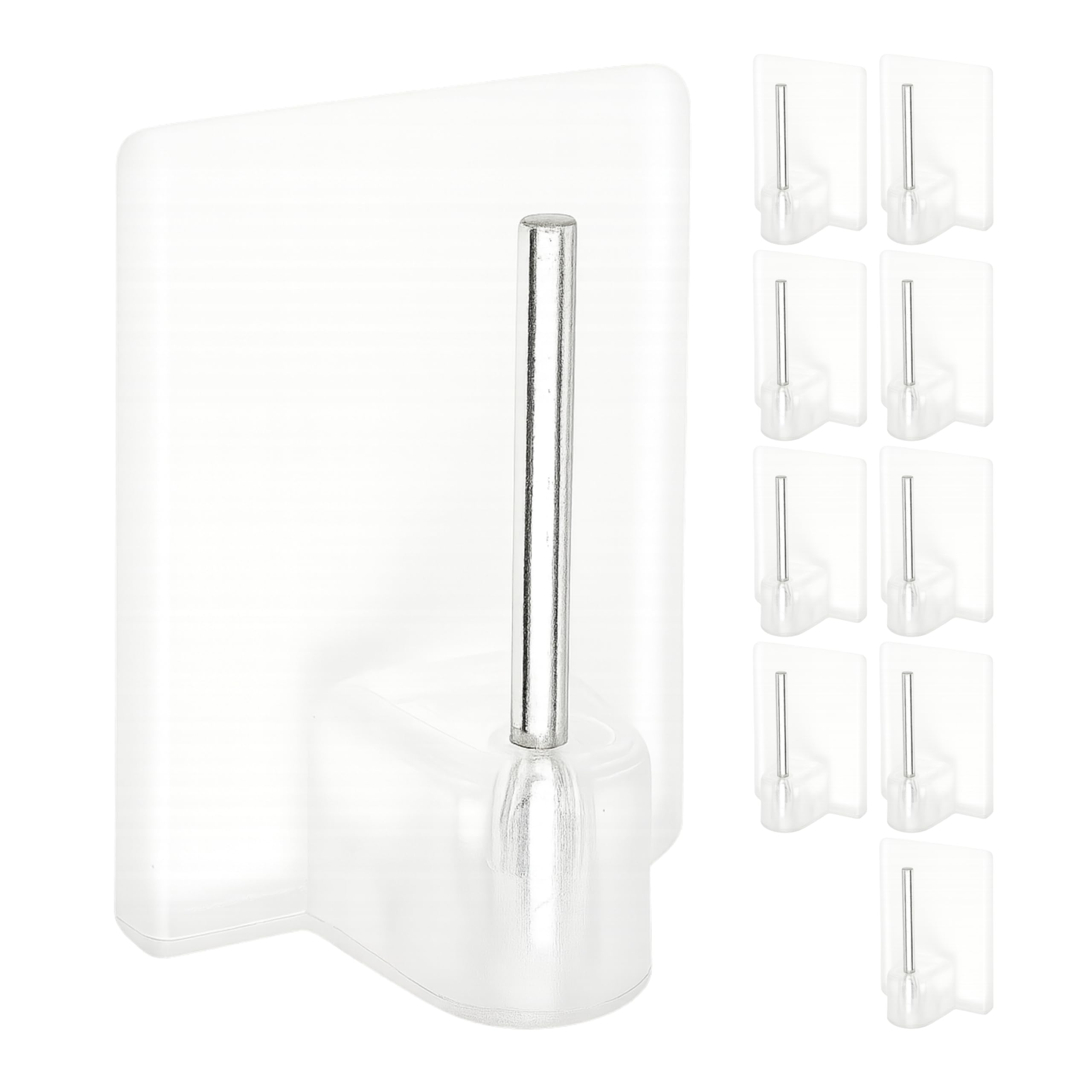 Gancio autoadesivo per bastone, 10 x trasparente, misura 24 x 16.5 mm, ganci per tenda, ganci per zanzariere, gancio adesivo per tende a finestra, aggancio per bastoni su finestre in PVC, curtain hook