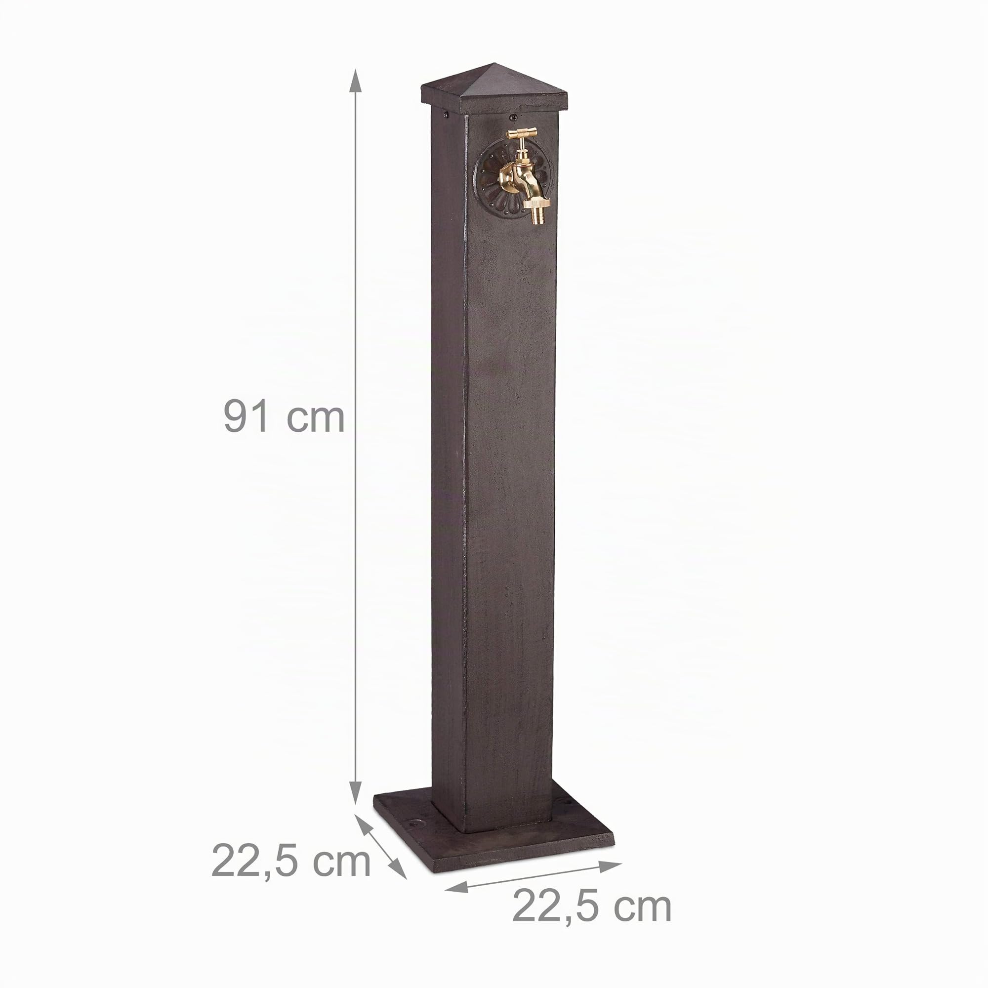 Relaxdays Pompe à Eau pour Jardin, carrée, Style Antique, Robinet Connexion de 3/4 de Pouce, 91 cm Hauteur,Couleurs