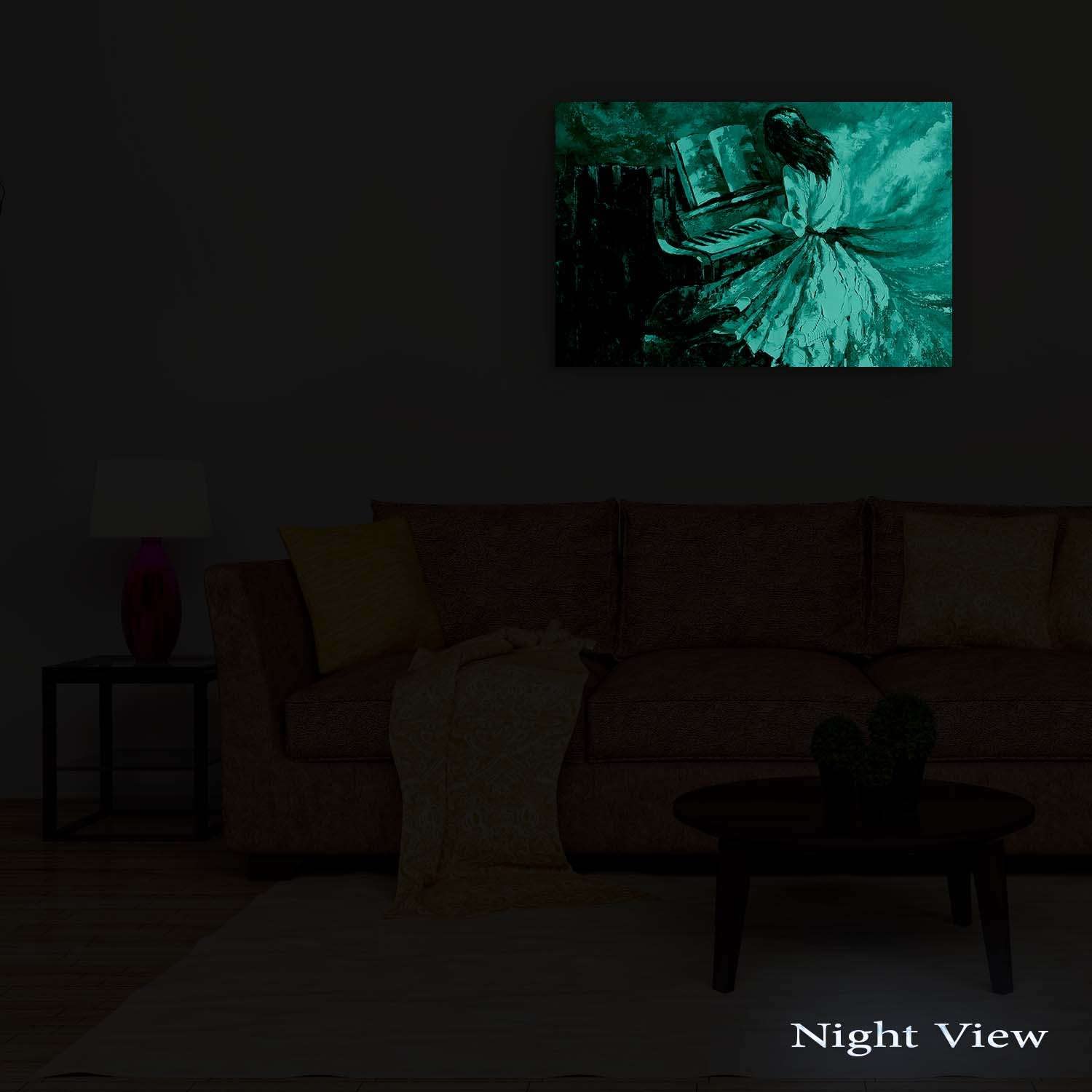 Startonight Quadro su Tela Suonare il Pianoforte, Quadri Moderni Astratti Stampe Camere da Letto Stampe Incorniciate 60x90 cm, Decorazione Parete, Idea Regalo Elegante Luminoso al Buio