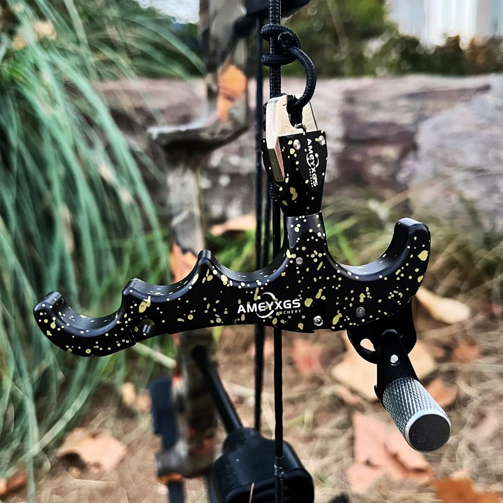 Compound Bow Release Aid Tir à l'arc Compound Déclencheur Arc à Poulies 4 Doigts Trigger Réglable Arc à Poulies Accessoires de Tir à l'arc Chasse Compétition RH LH Jusqu'à 80 lbs