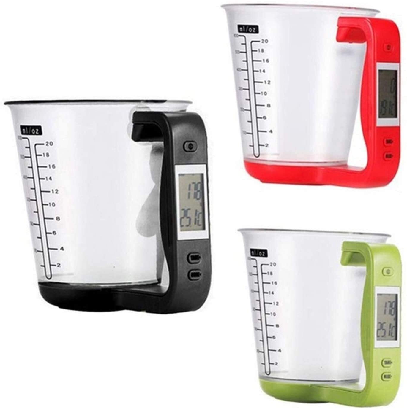 Mesure de la tasse de cuisine Échelle de cuisine Bécher numérique Balance d'outil électronique Balance avec outil de mesure de la température d'affichage LCD (Color : Rosso)