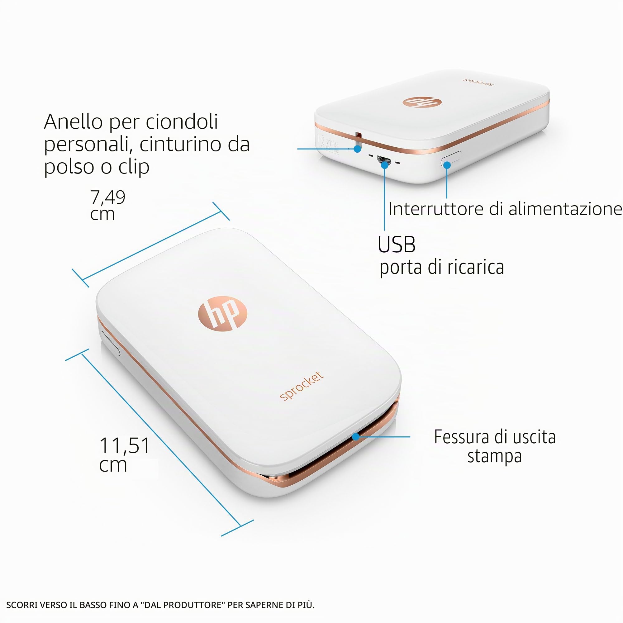 HP X7N07A Stampante Fotografica Portatile, Bianco