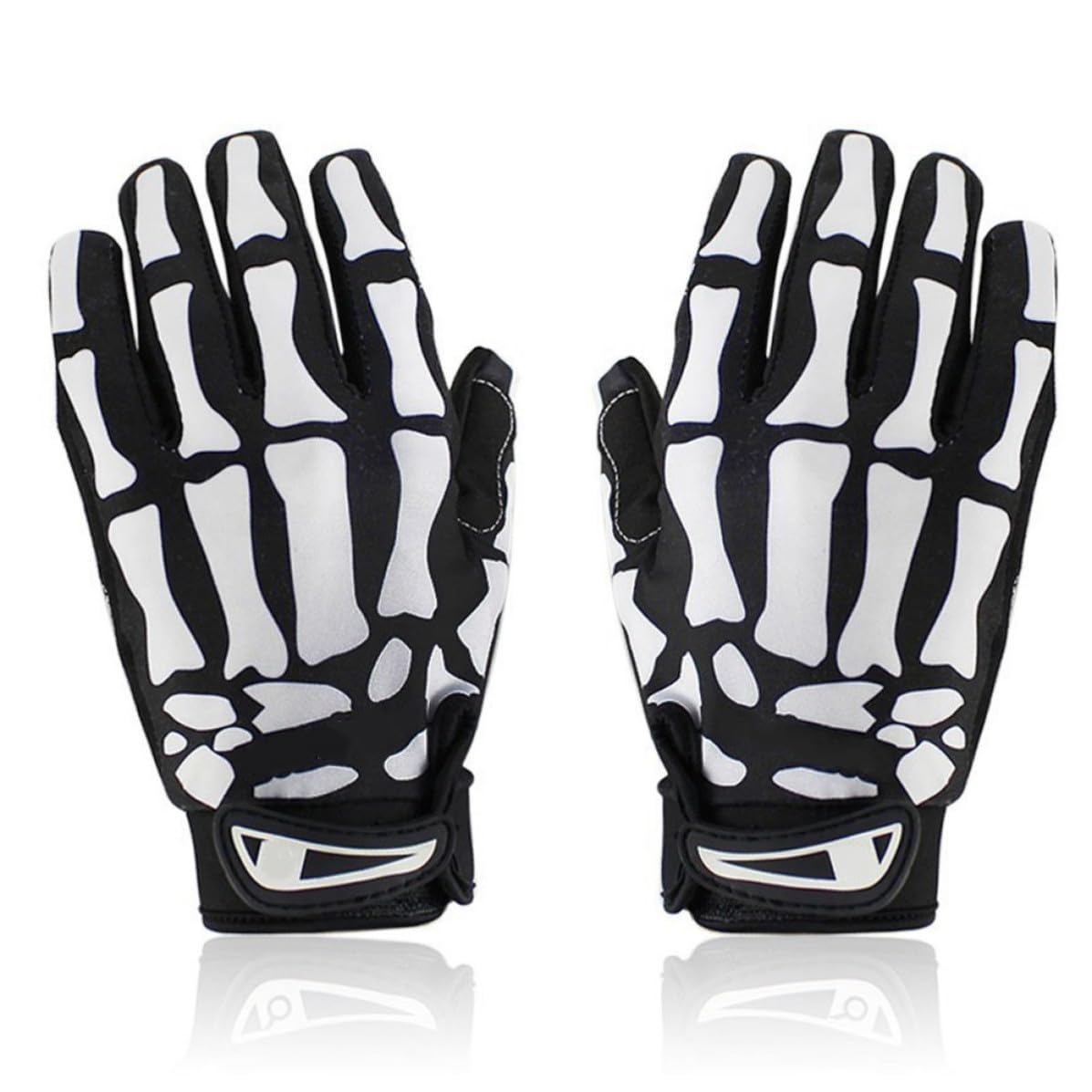 Abaodam 3 Pezzi Guanti Ciclismo Uomo Full Finger Neri Motivo Scheletro, Traspiranti in Poliestere Resistente e Silicone, per Appassionati di Sport Mtb